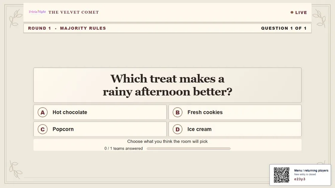 A fictional Majority Rules question on the audience Display